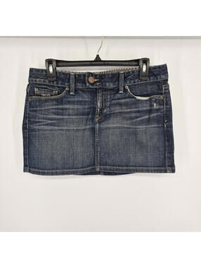 Gap Limited Edition Mini Jean Denim Skirt Sz 27 / 4 Lightly Distressed Vintage